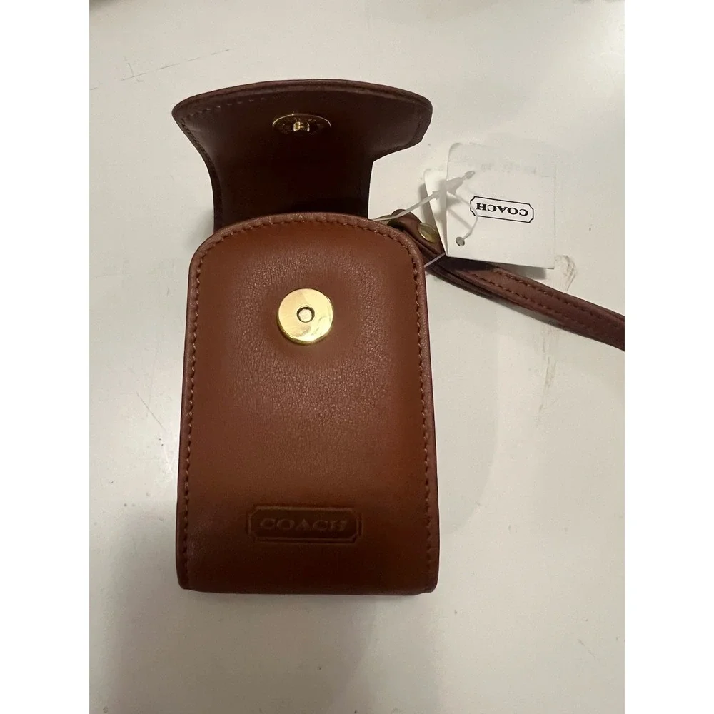Vintage Tan Leather Coach Flip Phone Belt Carry Case Wristlet NWT
